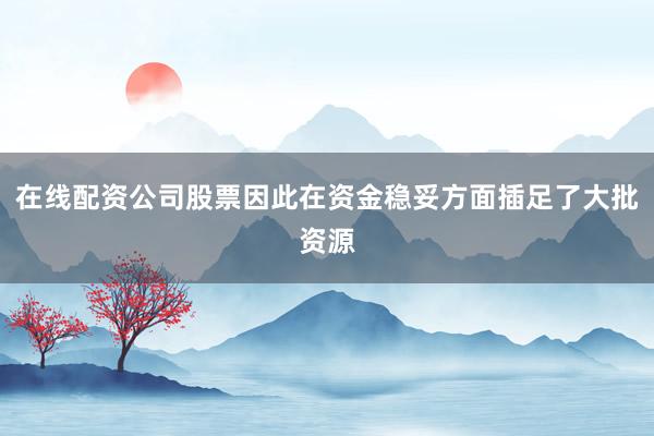 在线配资公司股票因此在资金稳妥方面插足了大批资源