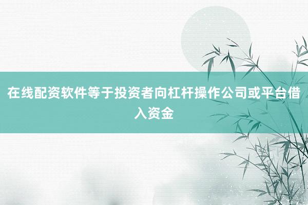 在线配资软件等于投资者向杠杆操作公司或平台借入资金