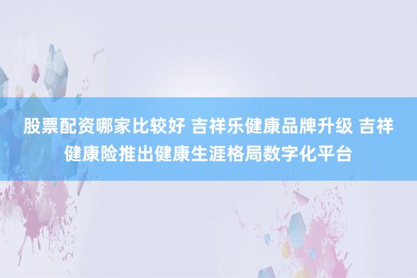 股票配资哪家比较好 吉祥乐健康品牌升级 吉祥健康险推出健康生涯格局数字化平台