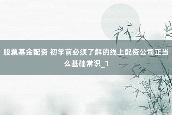 股票基金配资 初学前必须了解的线上配资公司正当么基础常识_1