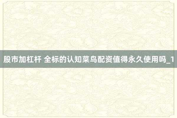 股市加杠杆 全标的认知菜鸟配资值得永久使用吗_1