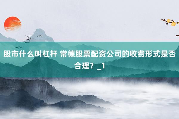 股市什么叫杠杆 常德股票配资公司的收费形式是否合理?_1